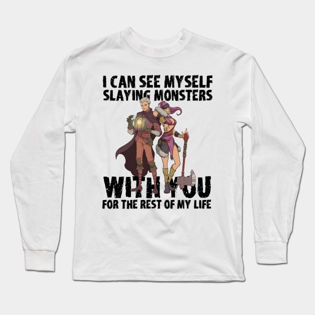 Roleplaying RPG Couple Gift Valentines Day Barbarian Wizard Long Sleeve T-Shirt by TellingTales